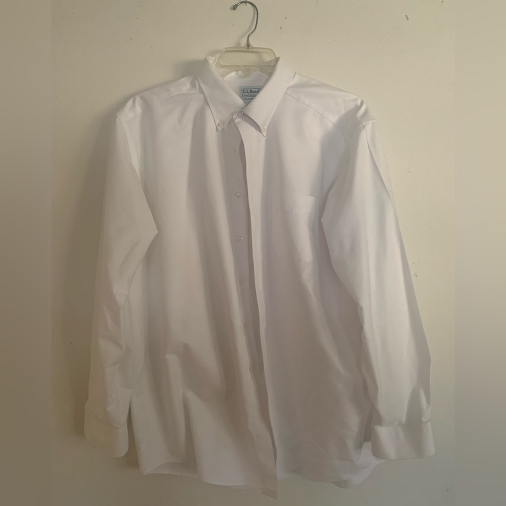 L L Bean 100% Cotton White Oxford 17.5 35